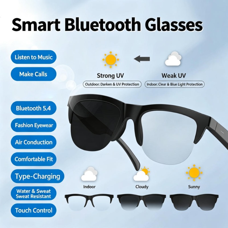 Bluetooth Smart Glasses, Music - огляд і ціна Outdoor Sport Glasses